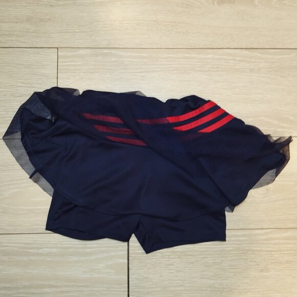 Adidas Girls' Athletic Skirt - Size 6X - Navy/Red, Skort with Built-in Shorts - Picture 3 of 6